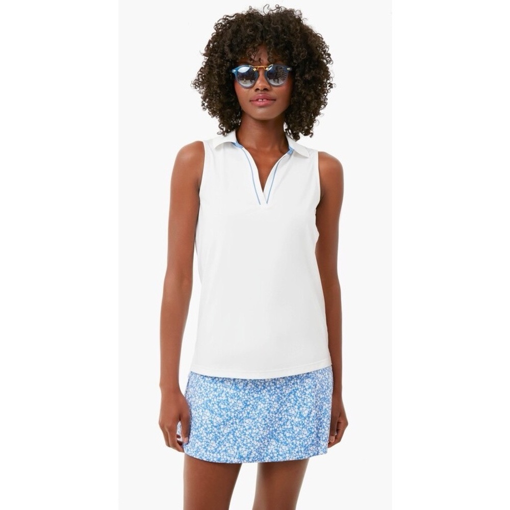 Tuckernuck x Cameran Eubanks Wimberly Sleeveless Polo Top in Blue & White